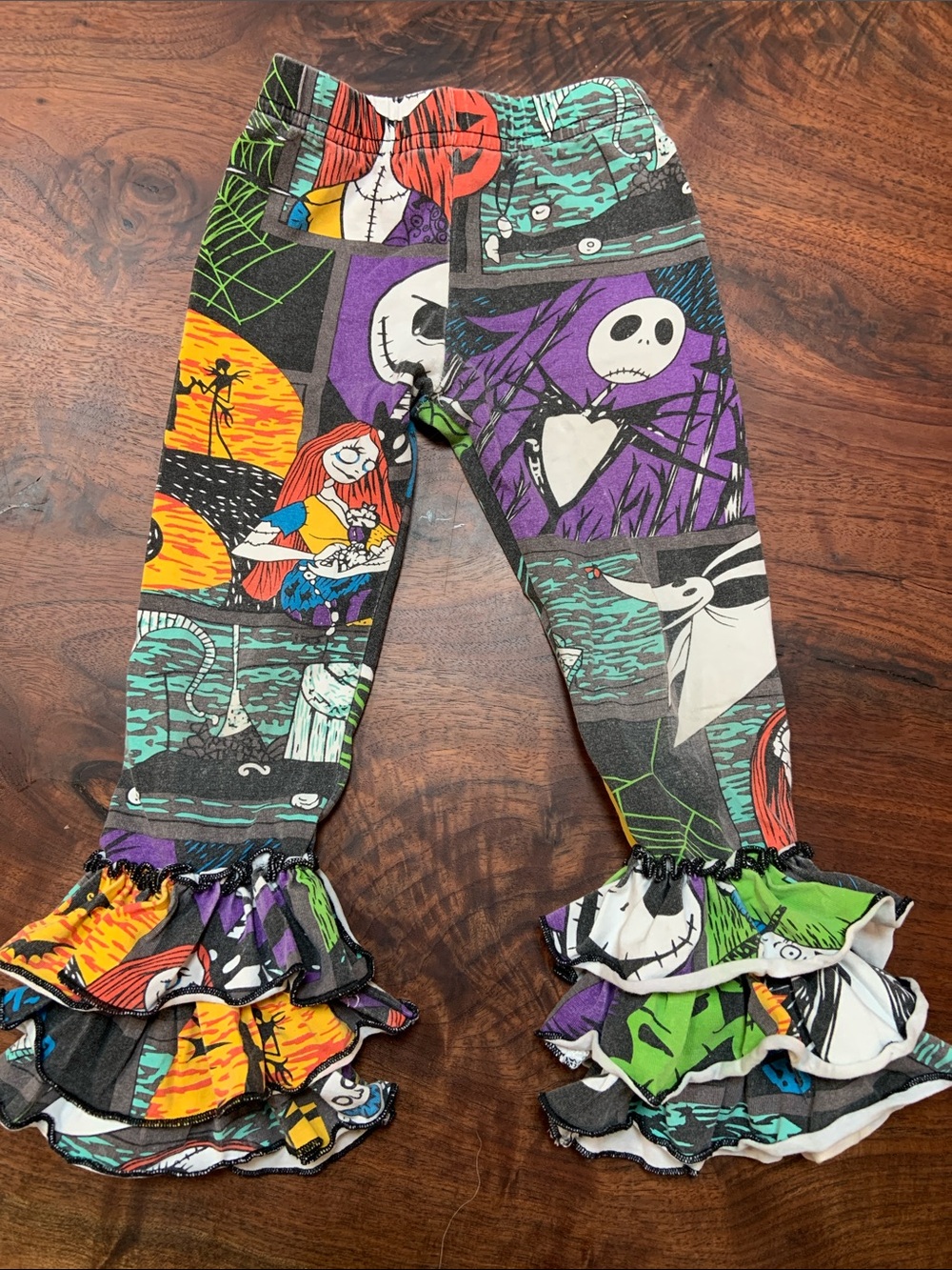 Girls Nightmare Before Christmas Ruffle Leggings - Halloween 12-24M - VGUC